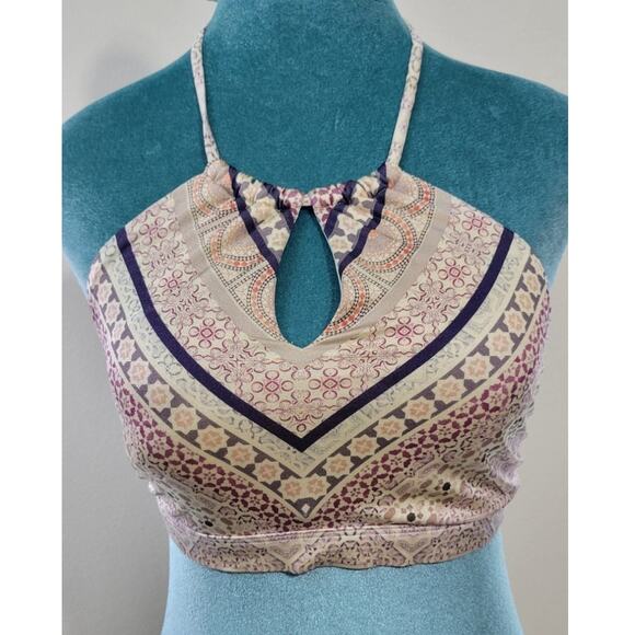 Athleta Swimsuit Top Womens Medium Boho Cottage Core Adjustable Top Sporty Fun - Picture 1 of 10